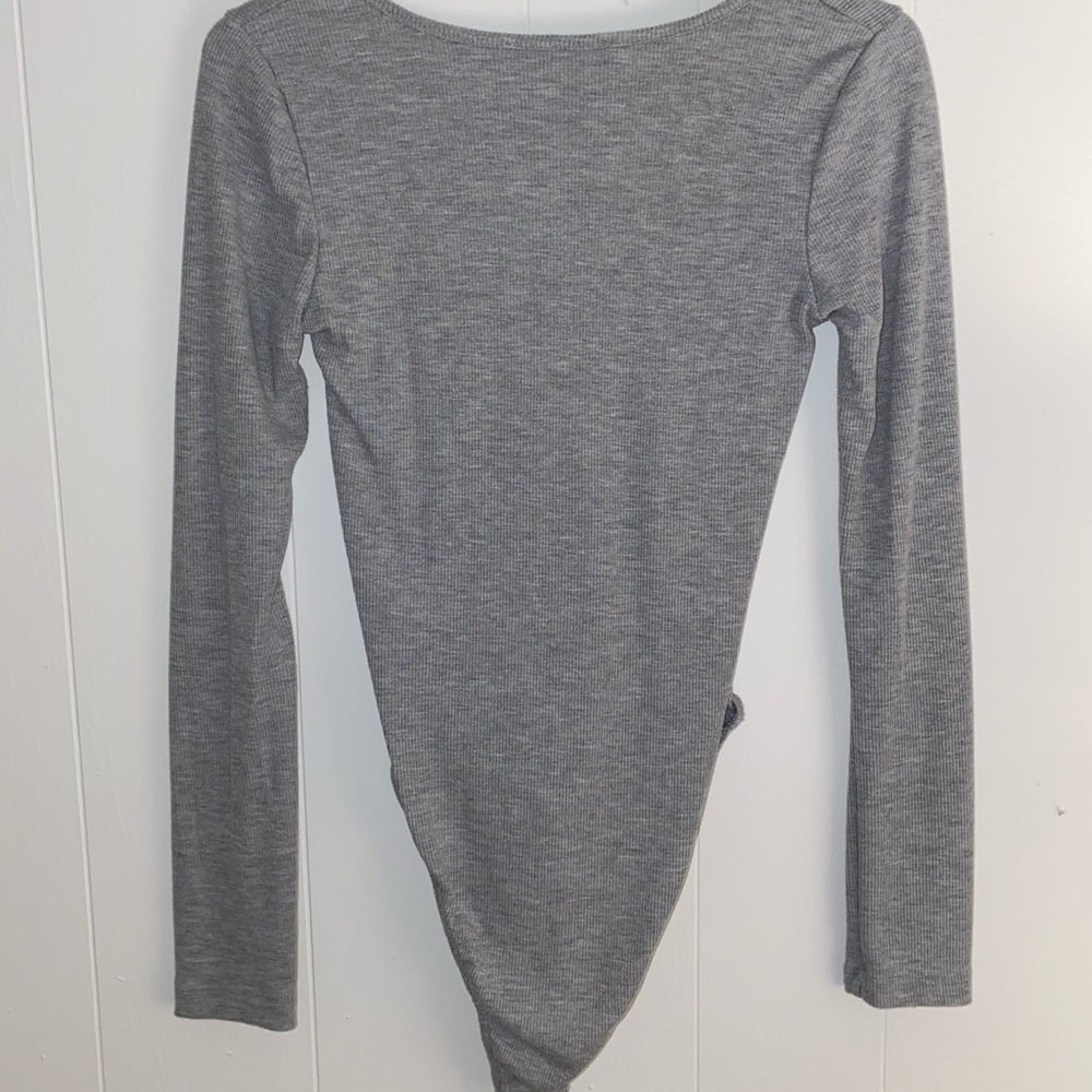 Light Grey Ribbed Bodysuit - Picture 2 of 5